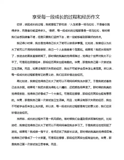 享受每一段成长的过程和经历作文