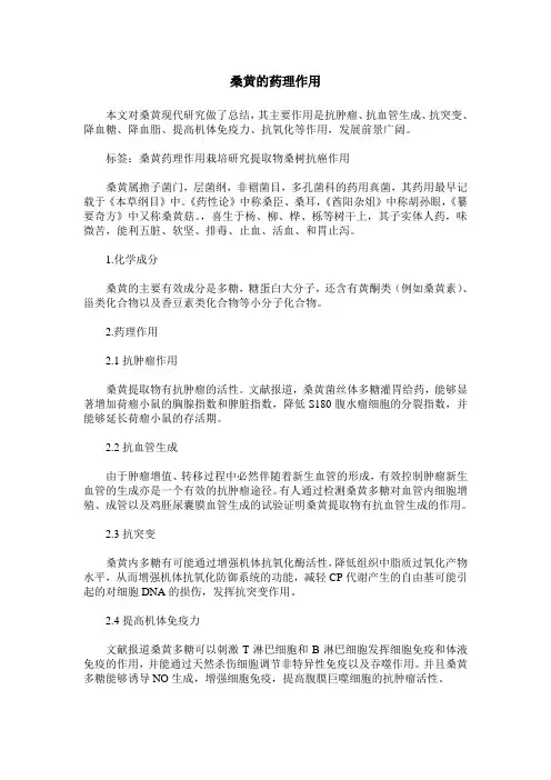 桑黄的药理作用