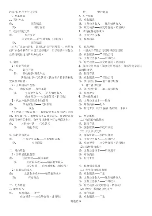 汽车S店相关会计核算