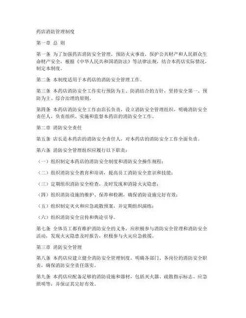 药店消防管理制度模板