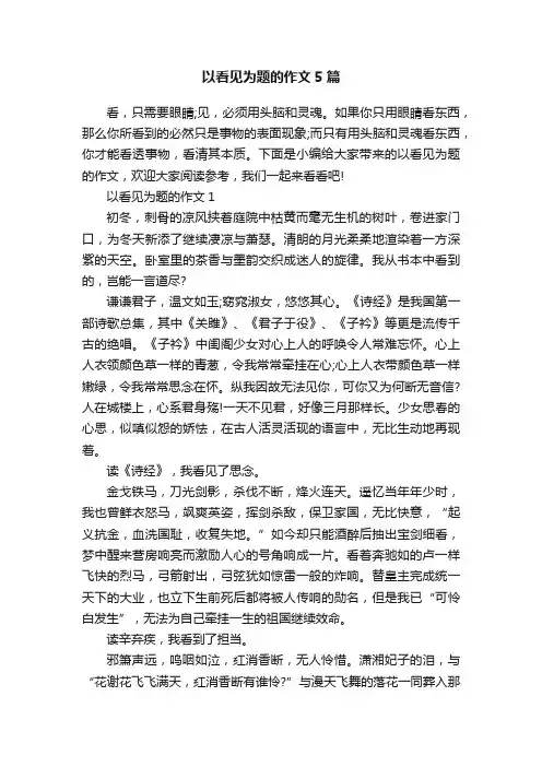 以看见为题的作文5篇