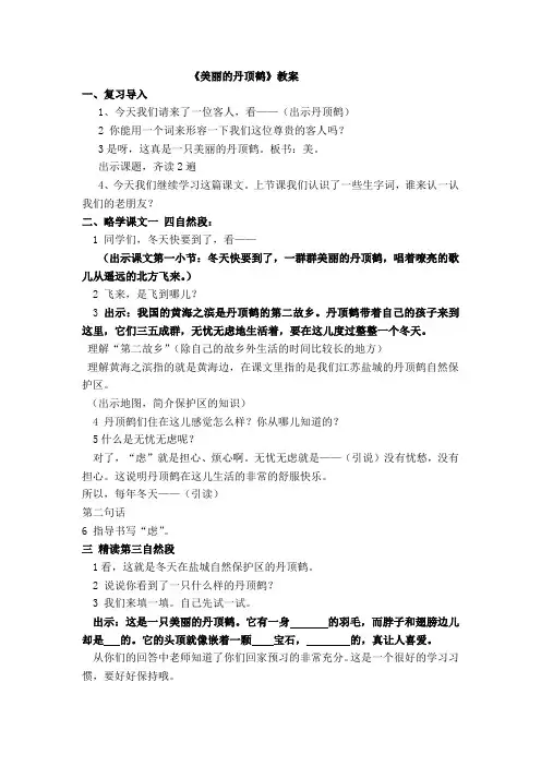 二年级语文《美丽的丹顶鹤》教案