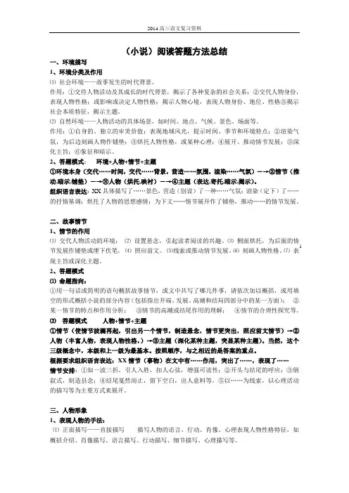 高考小说答题模式