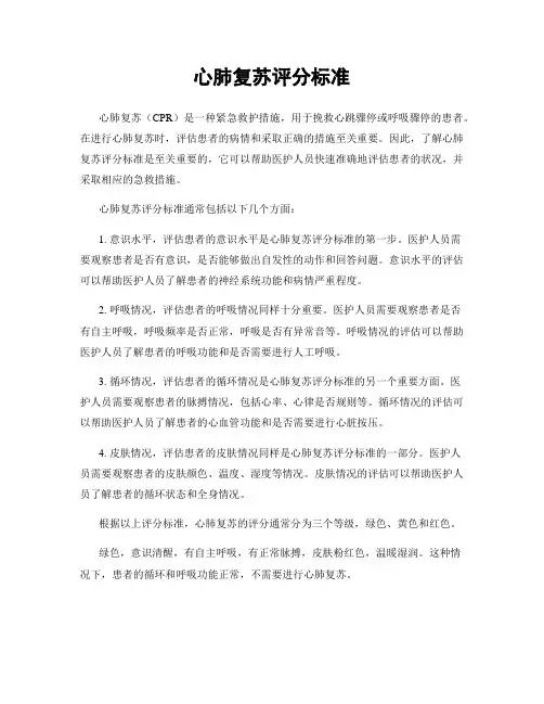 心肺复苏评分标准