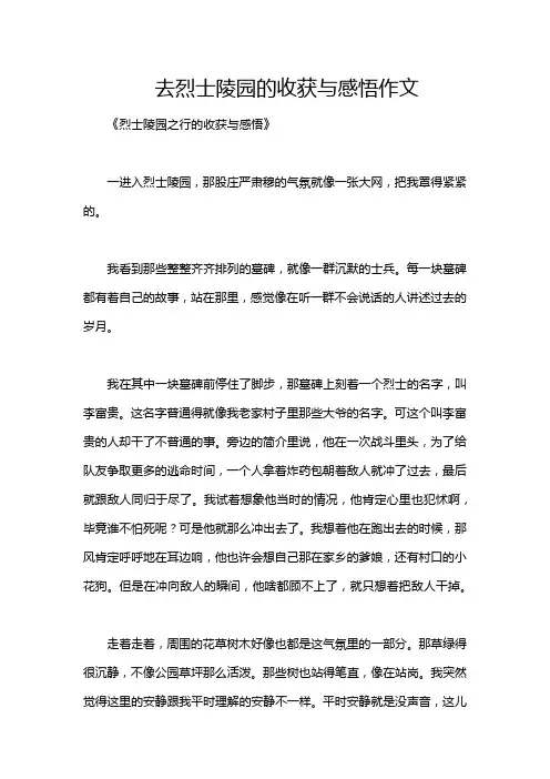 去烈士陵园的收获与感悟作文