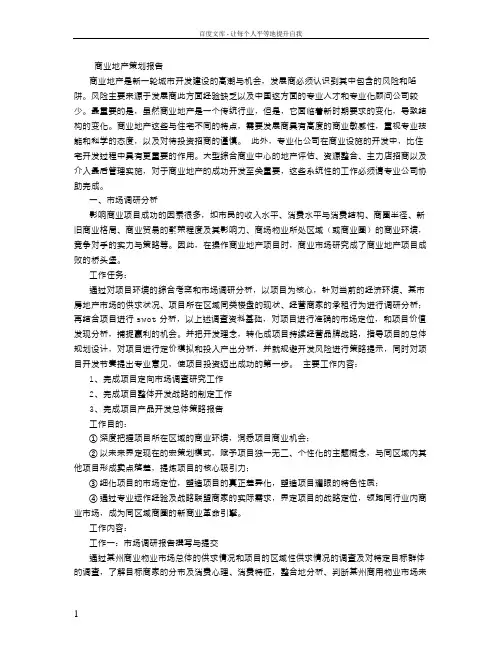 商业地产策划报告书(4000字)