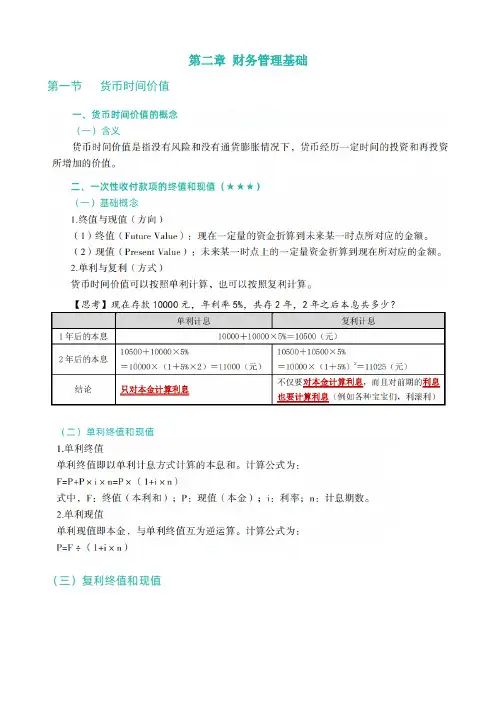 2023年中级会计考试财务管理培训课件讲义第二章 财务管理基础