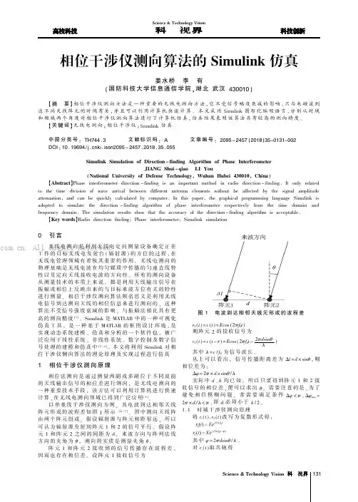 相位干涉仪测向算法的Simulink仿真