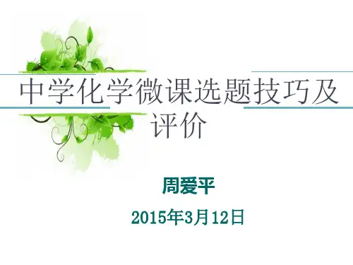 中学化学微课选题技巧及评价