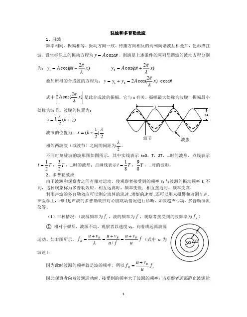 高三高中物理竞赛驻波和多普勒效应(无答案)
