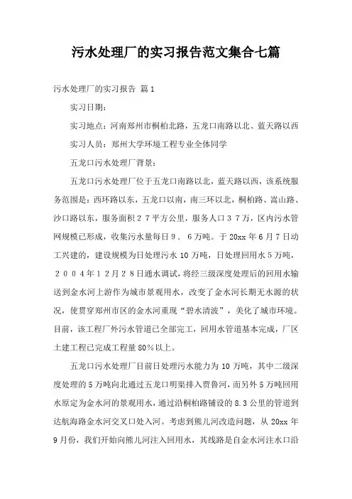 污水处理厂的实习报告范文集合七篇