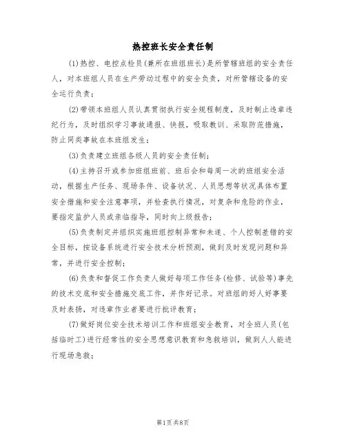 热控班长安全责任制（5篇）
