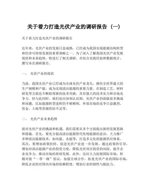 关于着力打造光伏产业的调研报告 (一)