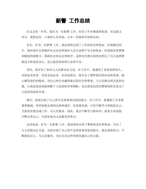 新警 工作总结