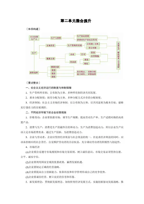 高考政治人教版一轮学案必修一第二单元生产劳动与经营整合提升