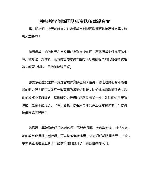 教师教学创新团队师资队伍建设方案