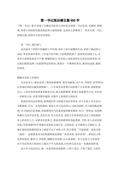第一书记观后感五篇650字