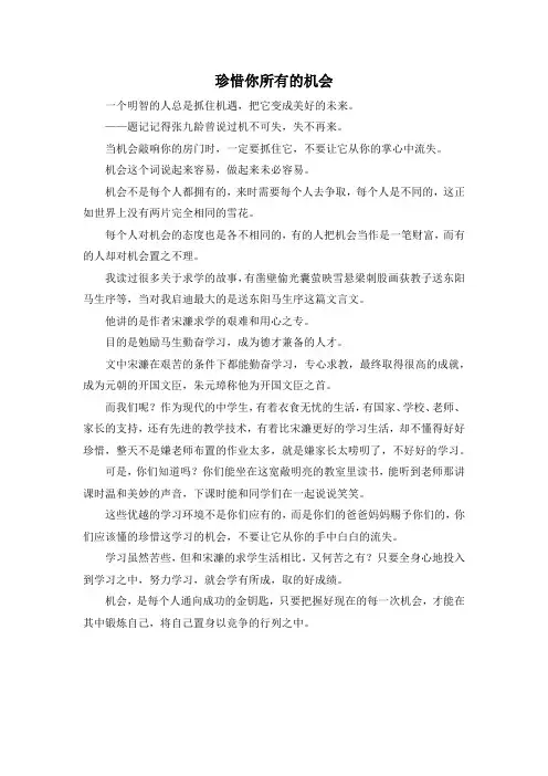 精彩作文大全-珍惜你所有的机会 精品 (2)