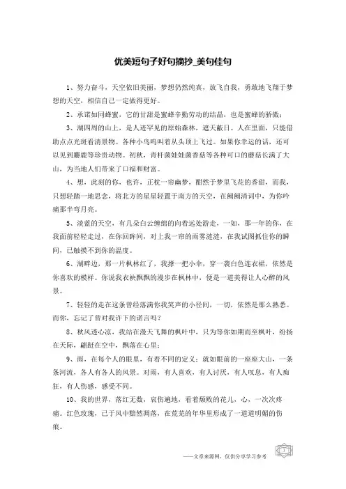 优美短句子好句摘抄-美句佳句