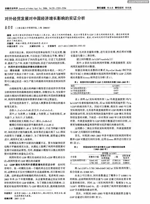 对外经贸发展对中国经济增长影响的实证分析