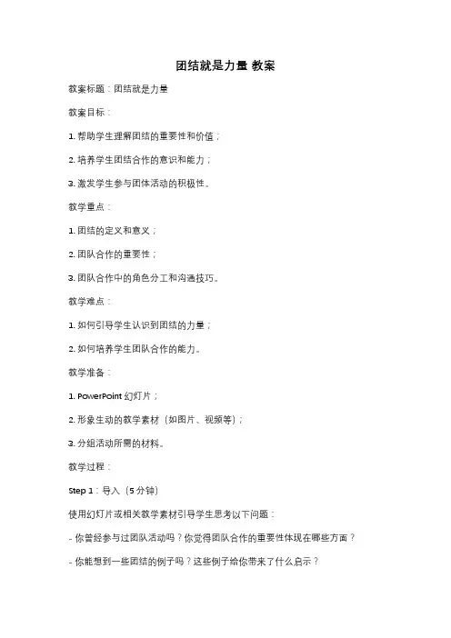 团结就是力量 教案