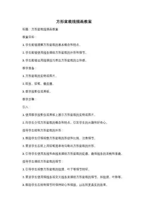 方形盆栽线描画教案