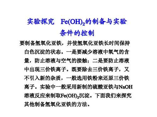第4章实验探究FeOH2的制备与实验条件的控制