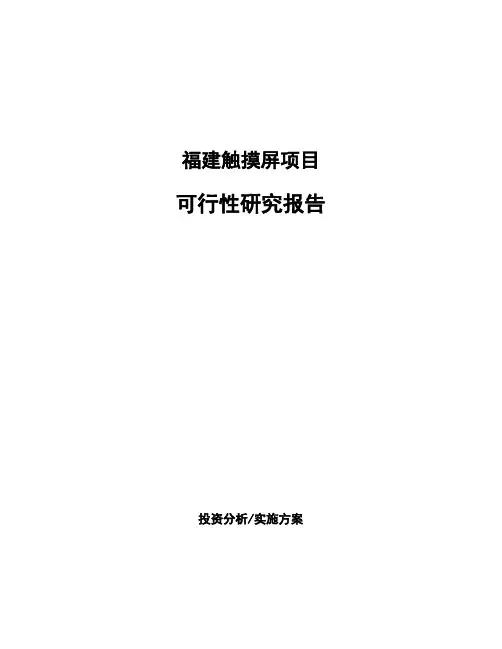 福建触摸屏项目可行性研究报告