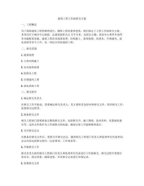 建筑工程工作面移交方案