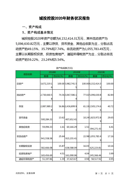 城投控股2020年财务状况报告