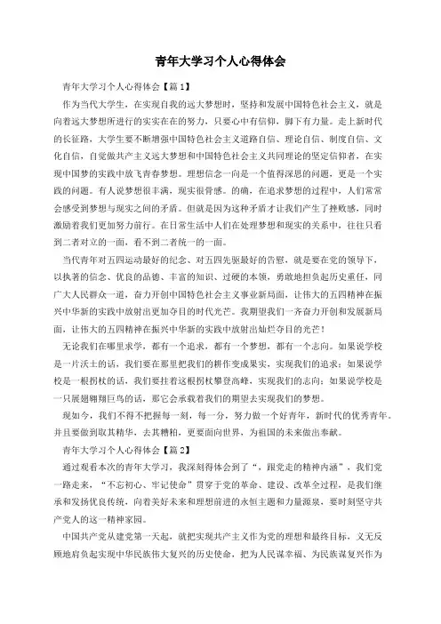 青年大学习个人心得体会