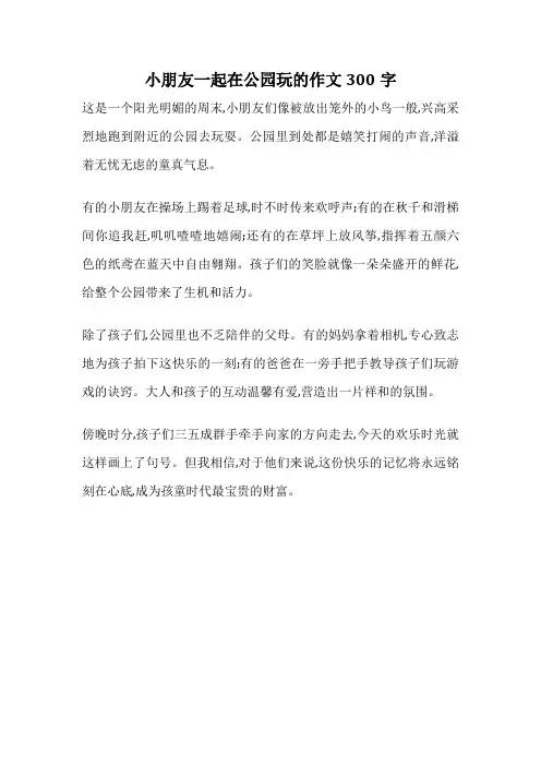 小朋友一起在公园玩的作文300字