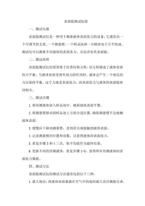 表面能测试标准