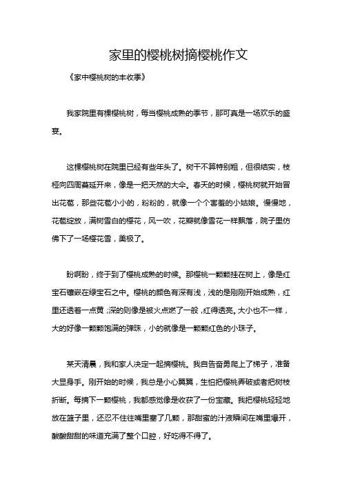 家里的樱桃树摘樱桃作文