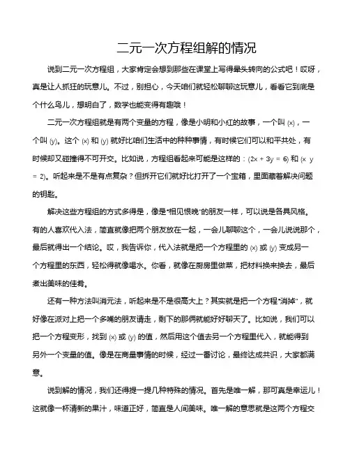 二元一次方程组解的情况