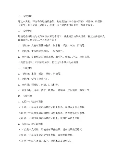 物体燃烧条件实验报告
