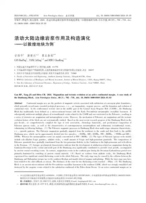 活动大陆边缘岩浆作用及构造演化——以敦煌地块为例