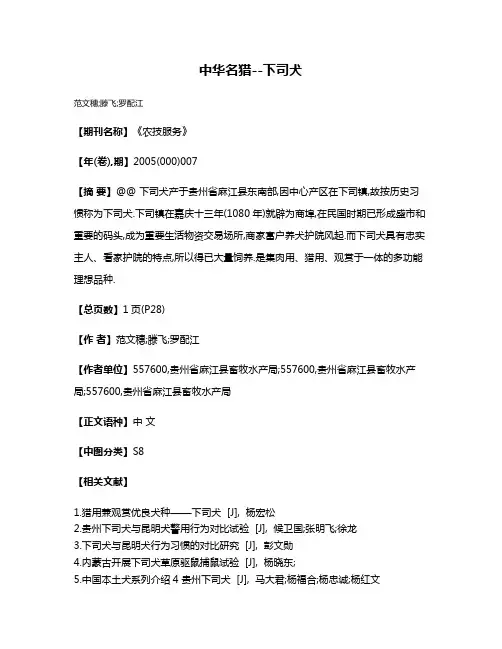 中华名猎--下司犬