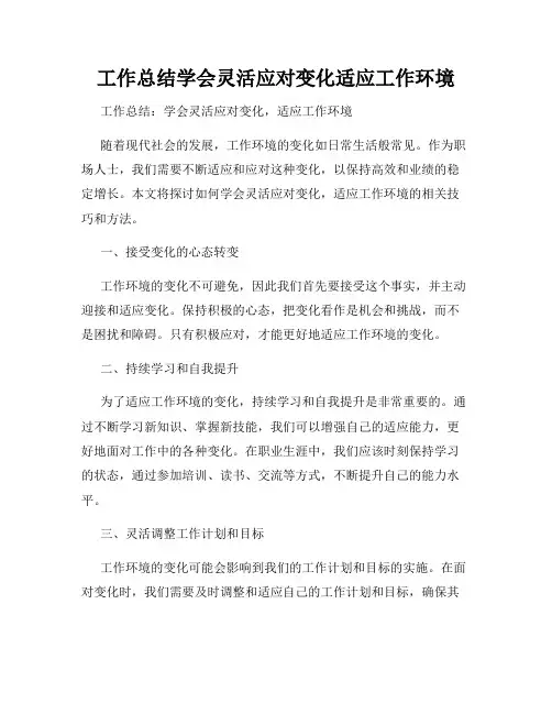 工作总结学会灵活应对变化适应工作环境