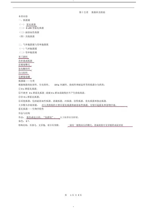 临床检验技师-微生物检验(2019)讲义第十五章_弧菌科及检验