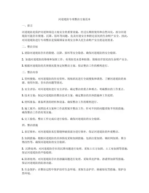 河道堤防专项整治方案范本