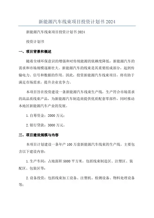 新能源汽车线束项目投资计划书2024