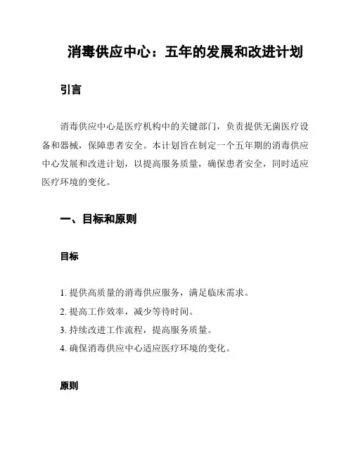 消毒供应中心：五年的发展和改进计划
