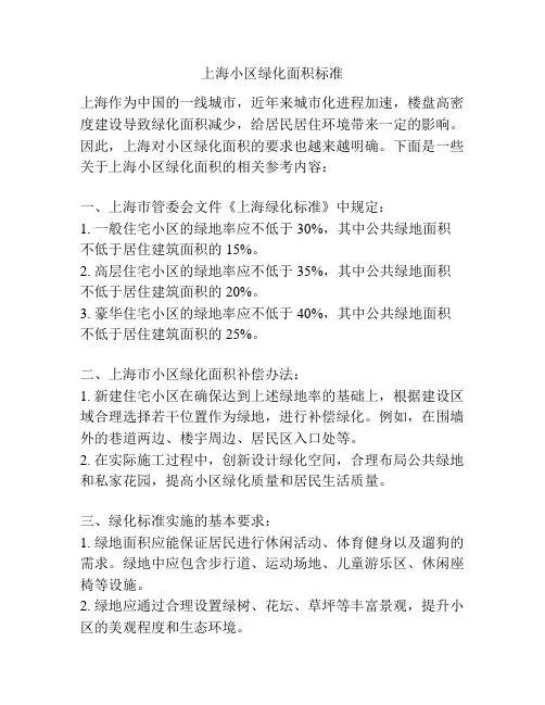 上海小区绿化面积标准
