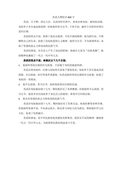 苏武人物短评800字