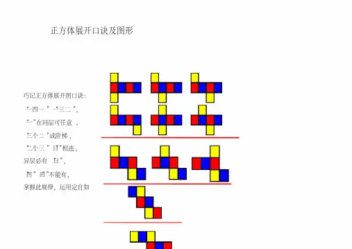 正方体展开口诀及图形含练习试题