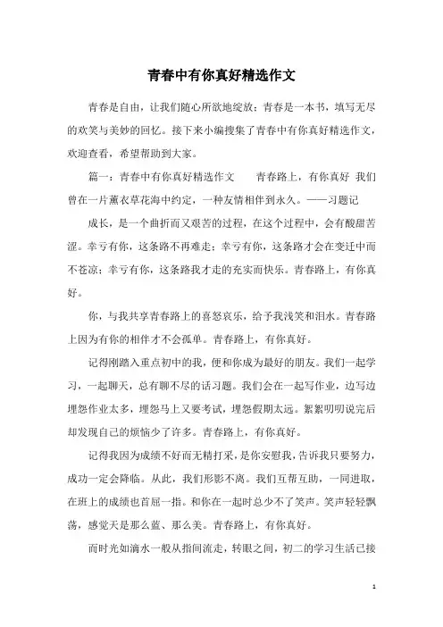 青春中有你真好精选作文