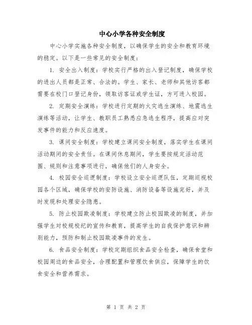 中心小学各种安全制度