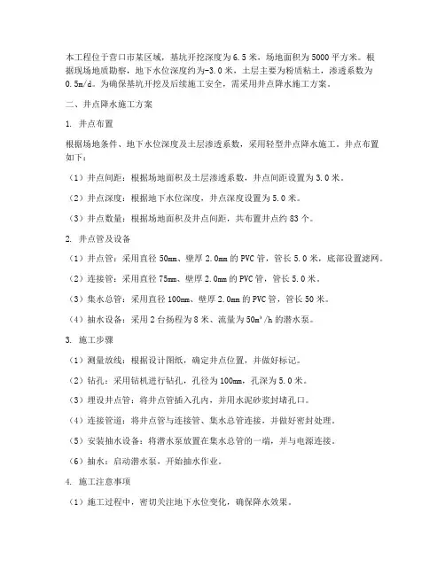 营口井点降水工程施工方案
