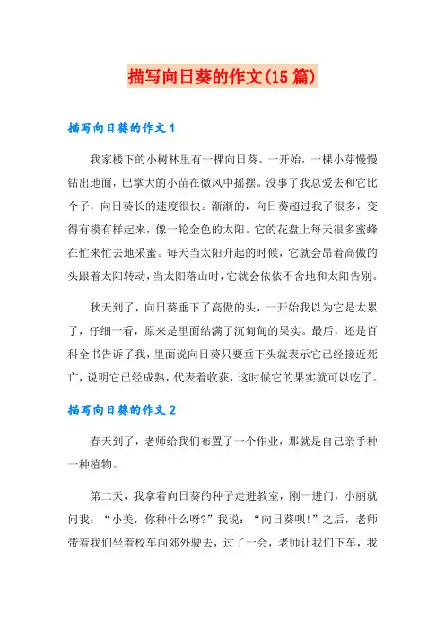 描写向日葵的作文(15篇)